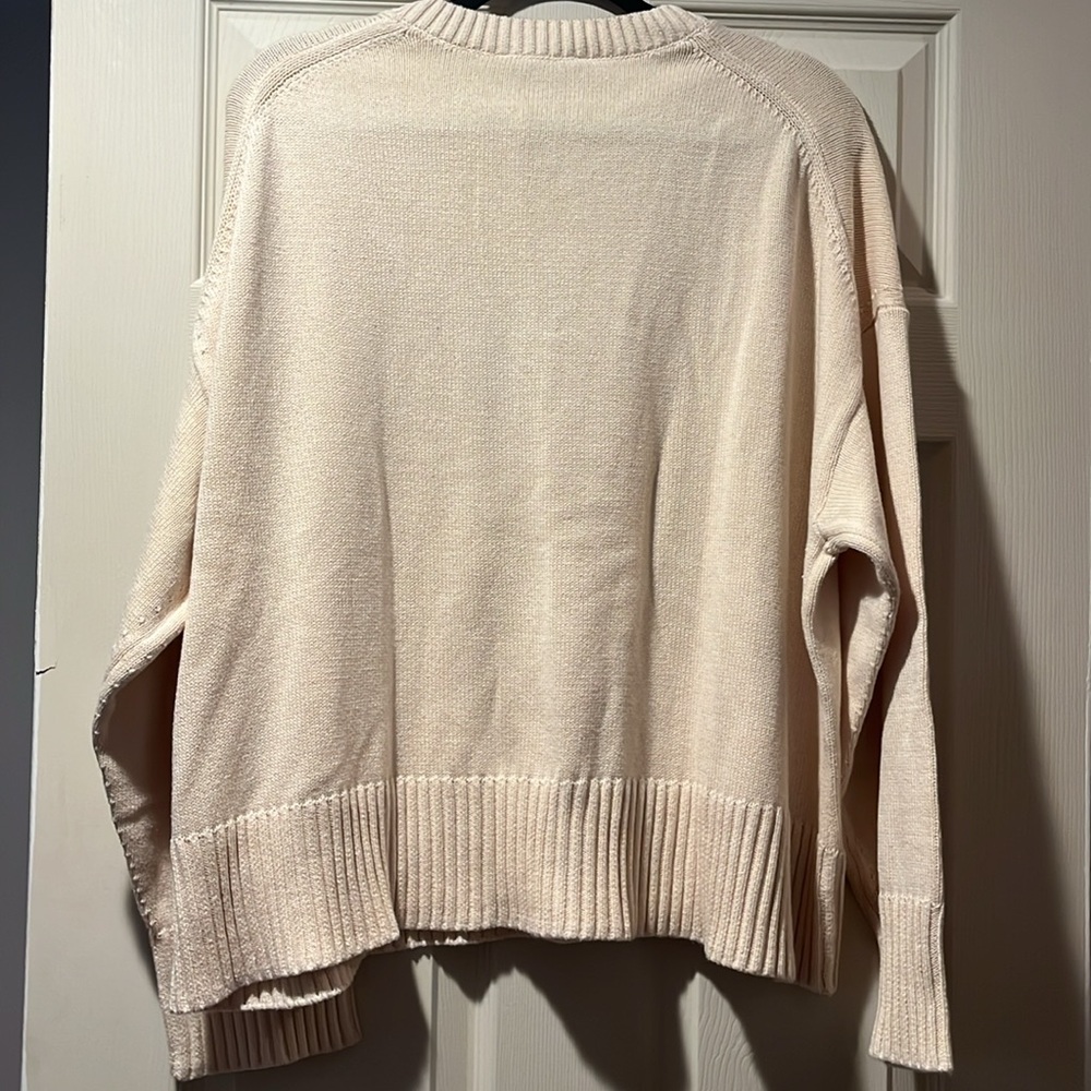 NWT EVERLANE organic Cotton Square Crewneck sweater canvas cream womans XS - Picture 3 of 4
